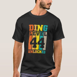 44Th Birthday Ding Level 44 Unlocked Gaming T-Shirt