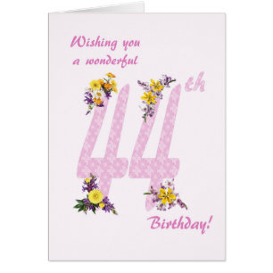 44th Birthday Flower Decorated Numbers