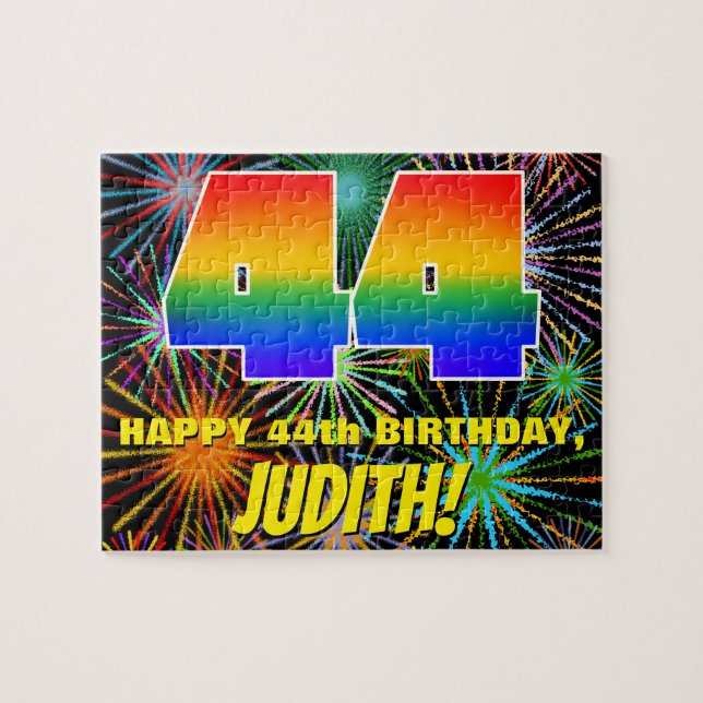 44th Birthday: Fun, Colourful Celebratory Firework Jigsaw Puzzle (Horizontal)