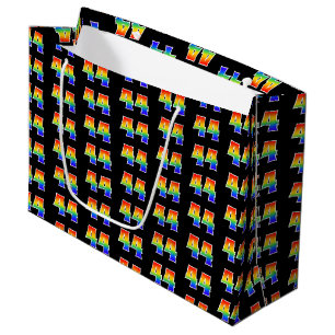 44th Birthday: Fun Rainbow Event Number 44 Pattern Large Gift Bag