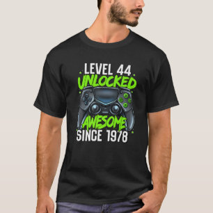 44Th Birthday Gaming Level 44 Unlocked Awesome Sin T-Shirt