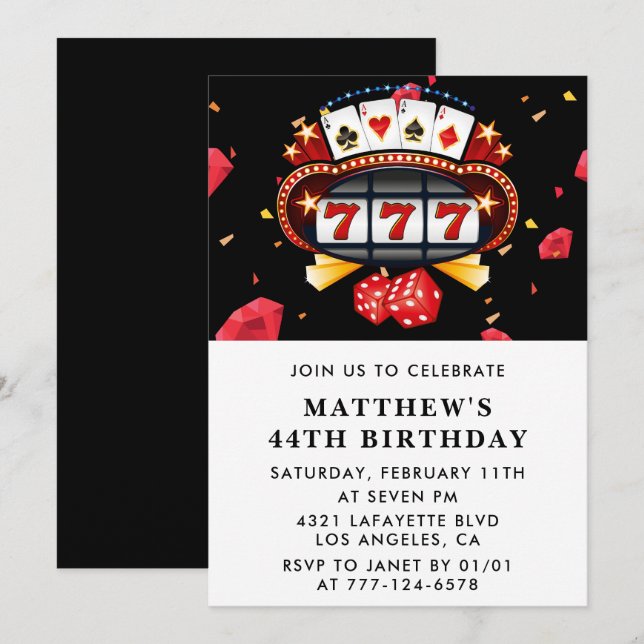 44th birthday invitation Casino Poker Playing card (Front/Back)