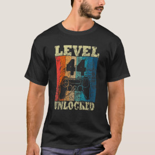 44th Birthday Level Unlocked Vintage For Gamers T-Shirt