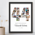 44th Birthday Number 44 Custom Photo Collage Poster<br><div class="desc">Celebrate 44th birthday with this personalised number 44 photo collage poster. This customisable gift is also perfect for wedding anniversary. It's a great way to display precious memories from your wedding and married life. The poster features a collage of photos capturing those special moments, and it can be customised with...</div>