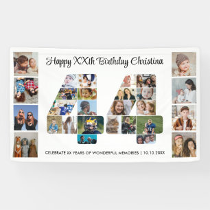 44th Birthday Party Number 44 Photo Collage Banner