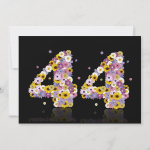 44th Birthday party, with flowered letters Invitation