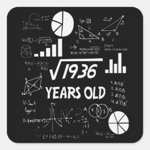 44th Birthday Square Root Math 44 Years Old Bday Square Sticker