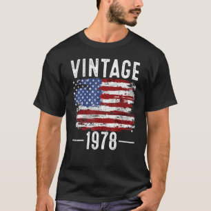44th Birthday Usa Flag Vintage American Flag 1978 T-Shirt