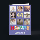 44th Happy Birthday Photo Collage Modern Very Peri Card<br><div class="desc">44th Happy Birthday Photo Collage Modern Very Peri Card with personalised name. For further customisation,  please click the "Customise it" button and use our design tool to modify this template.</div>