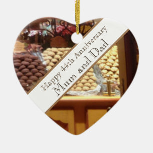 44th Wedding Anniversary editable Ceramic Tree Decoration