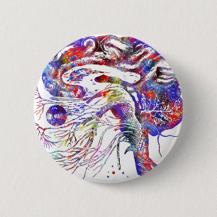4522bBrain cranial nerves, brain cranial nerves 6 Cm Round Badge