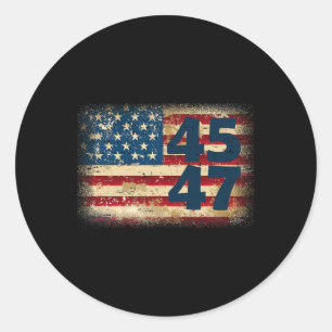 45 47 Donald Trump 2024 American Flag  Classic Round Sticker