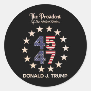 45 47 Donald Trump 2024 American Flag (on Byck)  Classic Round Sticker