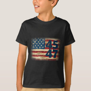 45 47 Donald Trump 2025 American Flag  T-Shirt