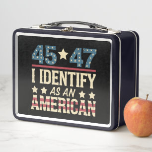 45 47 I Identify As An American Flag Trump Vintage Metal Lunch Box