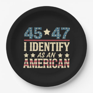 45 47 I Identify As An American Flag Trump Vintage Paper Plate