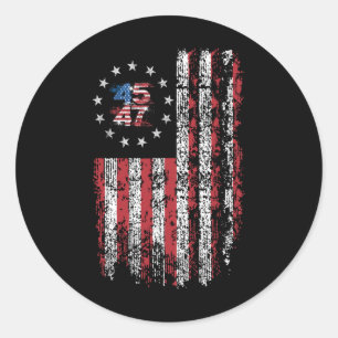 45 47 President 47 American Flag President Donald  Classic Round Sticker