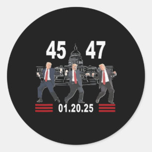 45 47 President Trump Victory Dance Inauguration D Classic Round Sticker