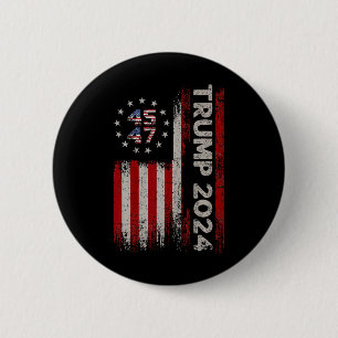 45 47 Trump 2024 American Flag 1  6 Cm Round Badge