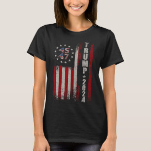 45 47 Trump 2024 American Flag  T-Shirt