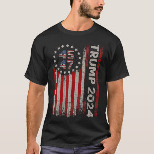 45 47 Trump 2024 American Flag  T-Shirt