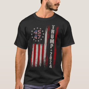 45 47 Trump 2024 American Flag  T-Shirt