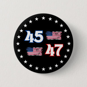 45 47 Trump 2024, Trump President 45 47, 45 47 6 Cm Round Badge