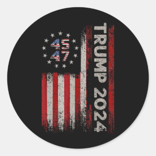 45 47 Trump 2025 American Flag _1  Classic Round Sticker