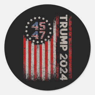 45 47 Trump 2025 American Flag  Classic Round Sticker