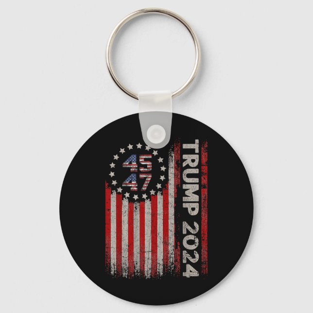 45 47 Trump 2025 American Flag  Key Ring (Front)