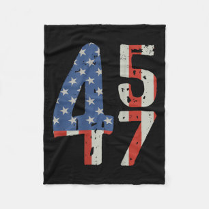 45 47 Trump 2025 American Flag (on Back)  Fleece Blanket