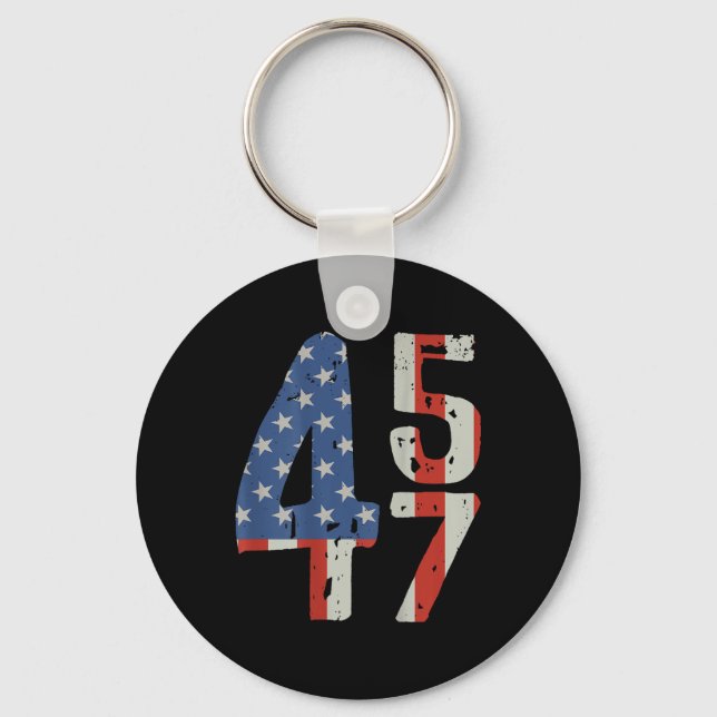 45 47 Trump 2025 American Flag (on Back)  Key Ring (Front)