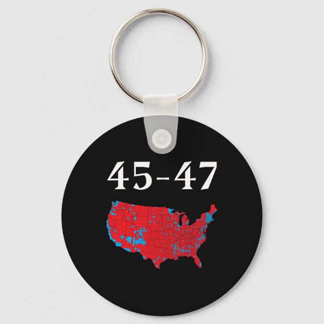 45 47 Trump Election Map 2024  Key Ring (Front)