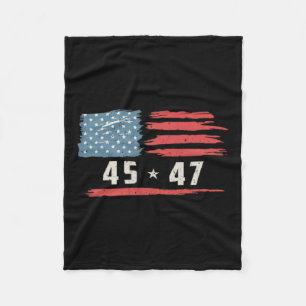 45 47 Trump President Vintage American Flag 2024 P Fleece Blanket