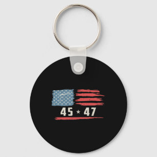 45 47 Trump President Vintage American Flag 2024 P Key Ring