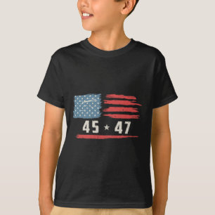 45 47 Trump President Vintage American Flag 2024 P T-Shirt