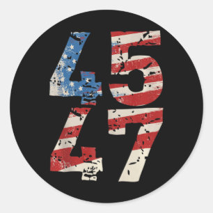 45 47 Trump Support American Flag Reelection Repub Classic Round Sticker