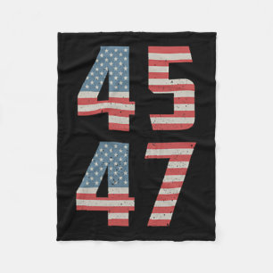 45 47 Trump Vintage Retro Usa Flag 2024 President  Fleece Blanket