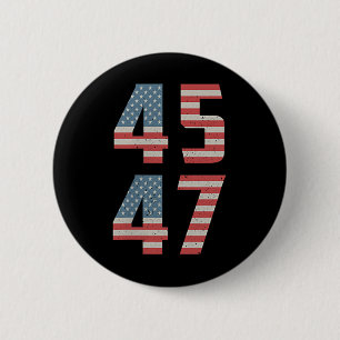 45 47 Trump Vintage Retro Usa Flag 2025 President  6 Cm Round Badge