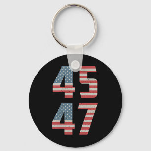 45 47 Trump Vintage Retro Usa Flag 2025 President  Key Ring