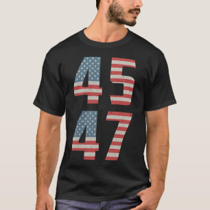 45 47 Trump Vintage Retro Usa Flag 2025 President T-Shirt