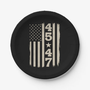 45 47 Trump Vintage USA Flag 47th President Paper Plate