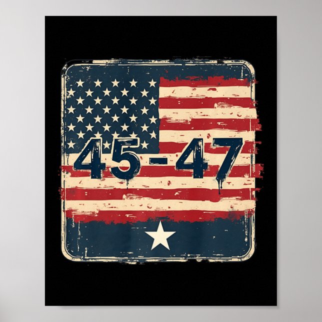 45 47 Trump Vintage Usa Flag  Poster (Front)