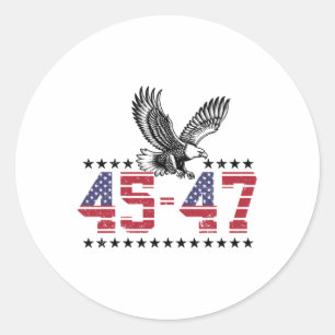 45 - 47 Usa Flag Trump President Inauguration Day  Classic Round Sticker