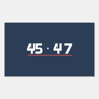 45 47 White Numerals Red Underline Navy Rectangular Sticker