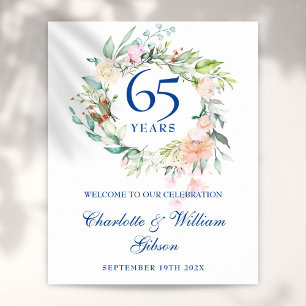45 - 65th Wedding Anniversary Floral Welcome Sign