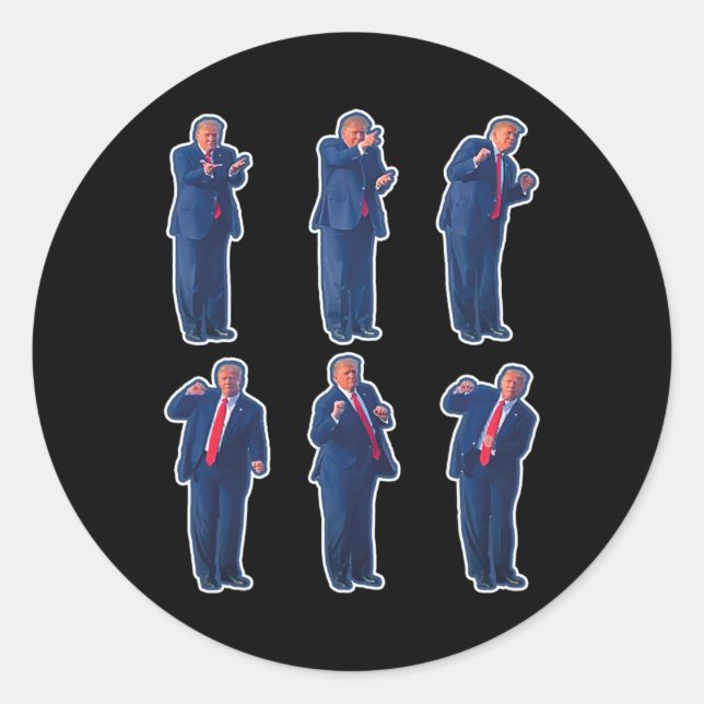 45 Dance President Donald J Trump 2024 Never Surre Classic Round Sticker (Front)