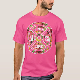 45 Lbs Plate Hawaiian Flower Gym Weightlifting Lov T-Shirt