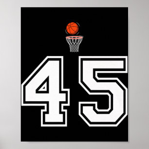 45 Number Basketball Style Vintage White Premium Poster