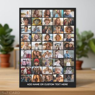 45 Photo Collage - Custom Text - Black and White Holiday Card